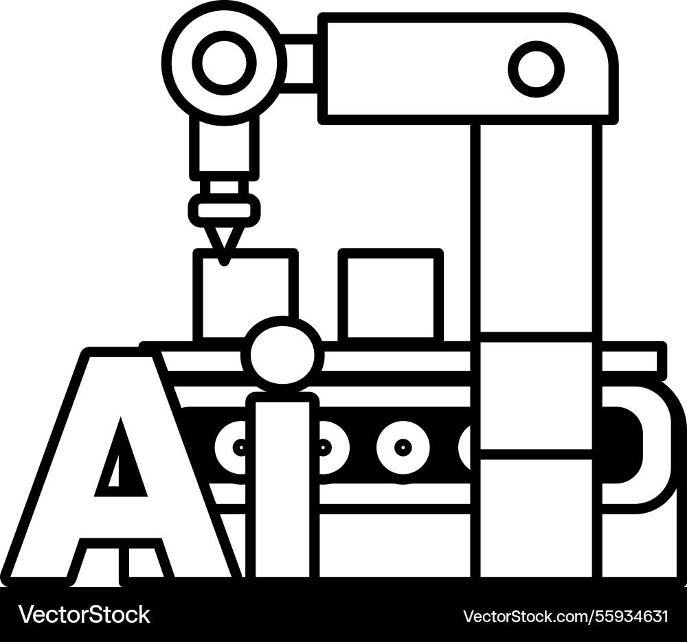 Robot is working on a machine that has Robot is working on a machine that has vector image