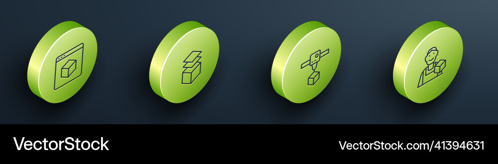 Set isometric line 3d printer layers cube Set isometric line 3d printer layers cube vector image