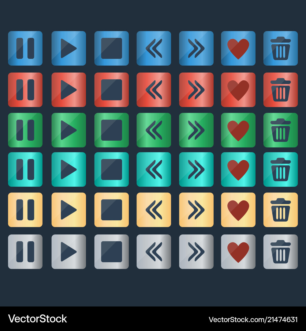 Set of glossy buttons icons for web design vector image