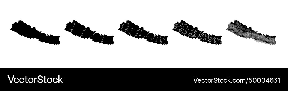 Set of isolated nepal maps with regions Vector Image