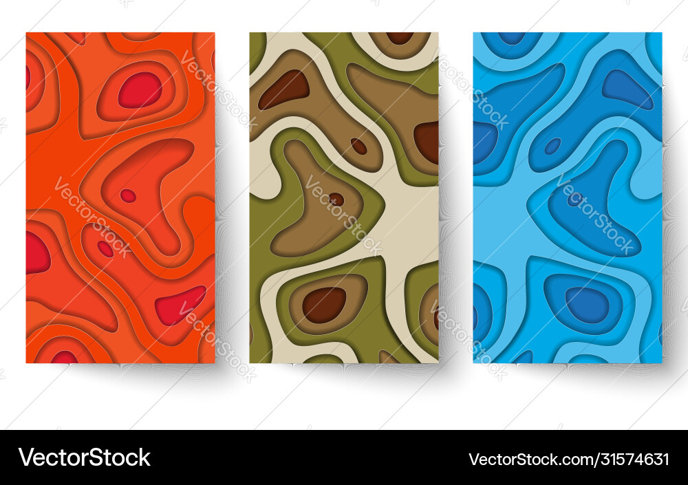 Set paper cut multi color background abstract Set paper cut multi color background abstract vector image