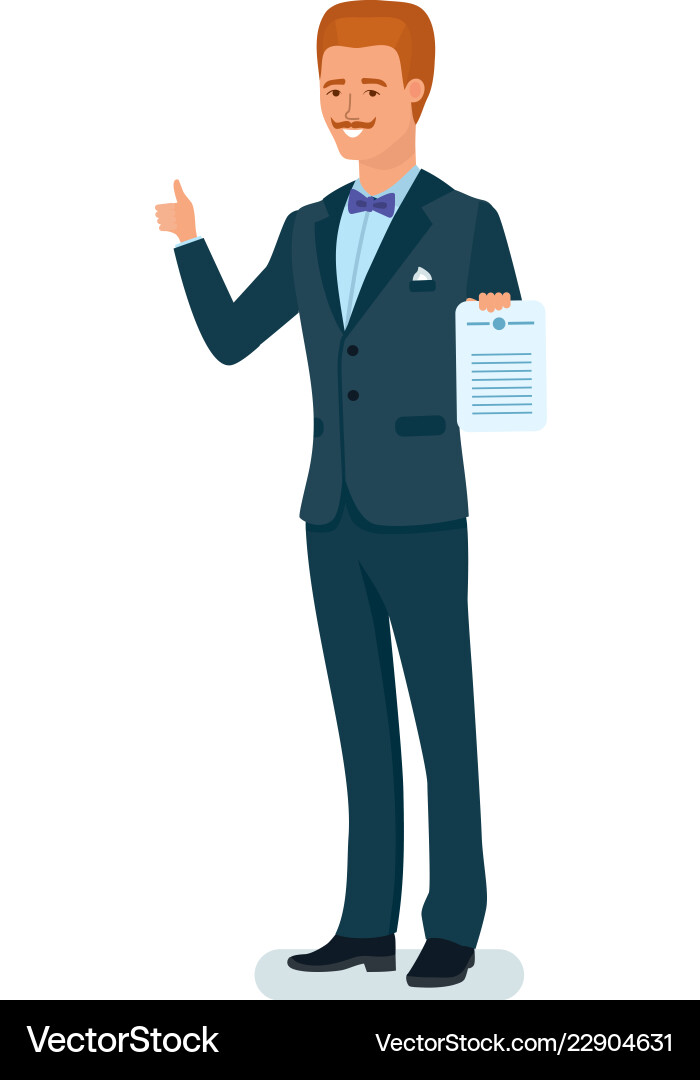 Smart graceful man cartoon character Smart graceful man cartoon character Vector Image