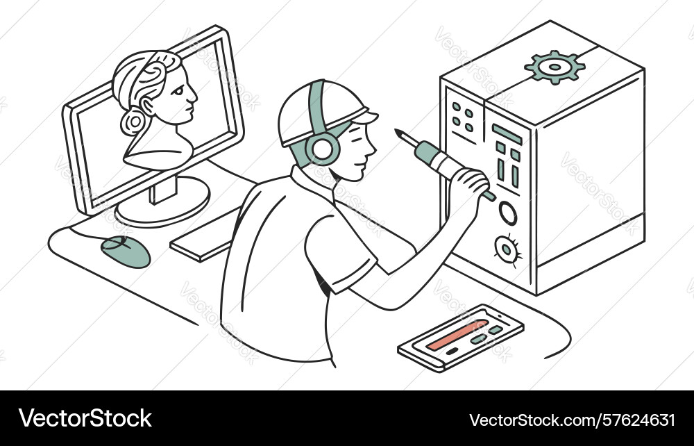 Tech troubleshooting repair - it support Vector Image