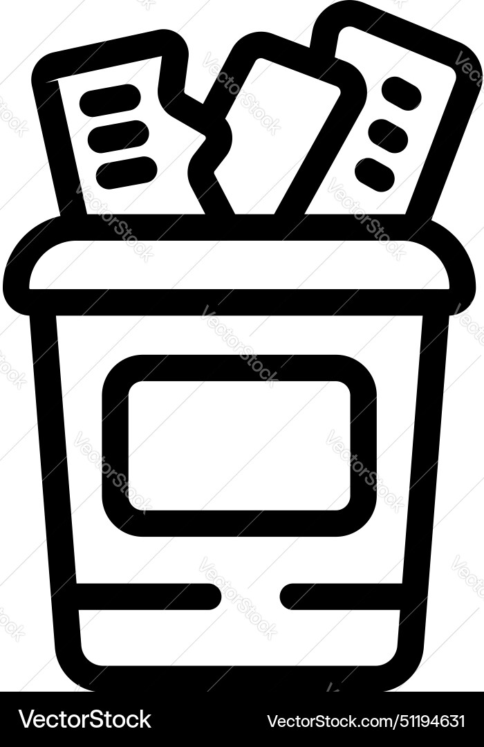 Trash bin icon outline garbage collecting vector image