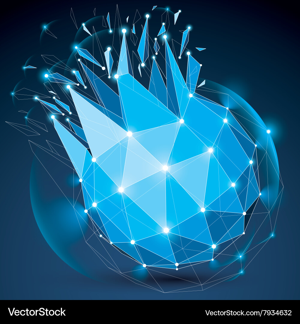 3d digital wireframe object broken into different vector image