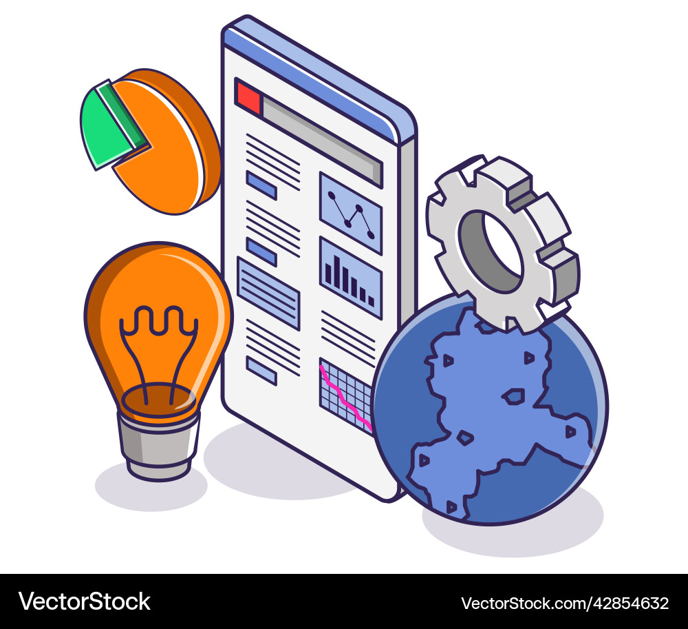 Analyze world data on smartphone Analyze world data on smartphone vector image