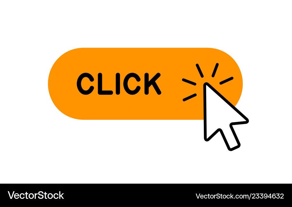 Click here button with cursor icon vector image