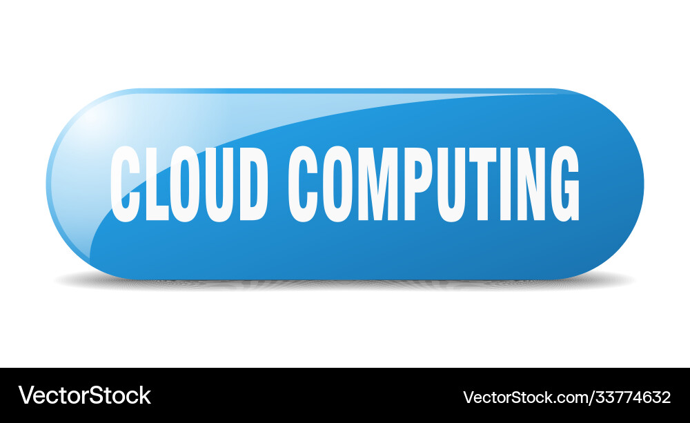 Cloud computing button sticker banner rounded vector image