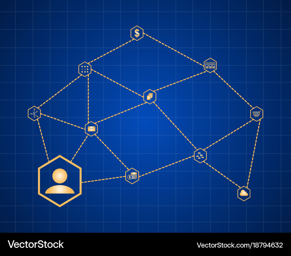 Collection style block chain background vector image