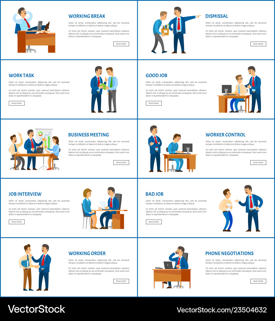 Dismissal and task job interview worker control Dismissal and task job interview worker control vector image