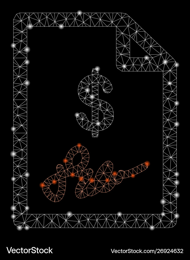 Flare mesh wire frame signed invoice with Flare mesh wire frame signed invoice with vector image