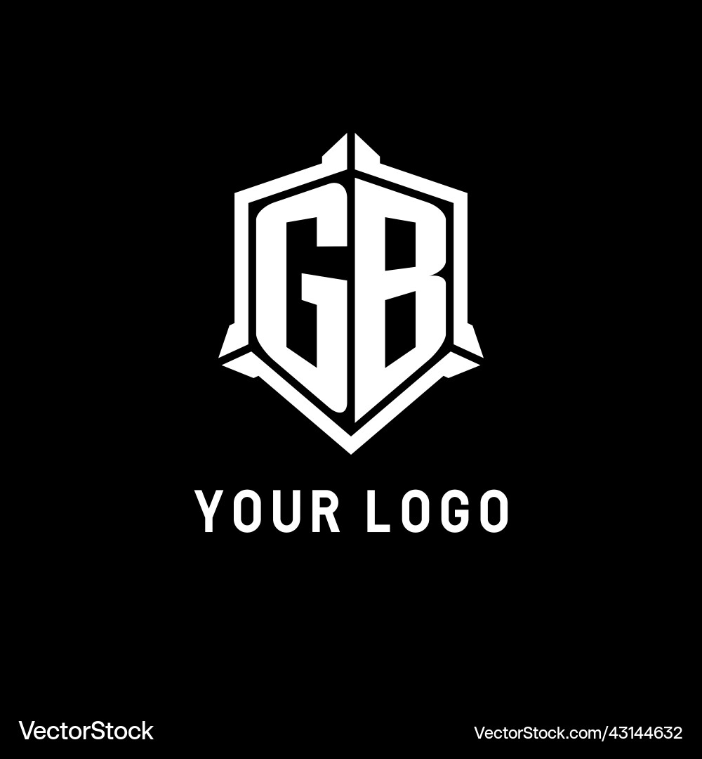 Gb logo initial with shield shape design style Vector Image