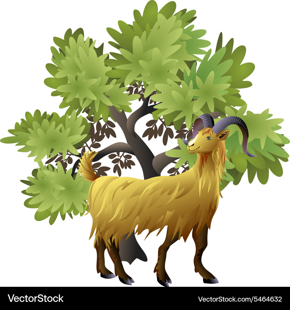 Goat with tree Vector Image