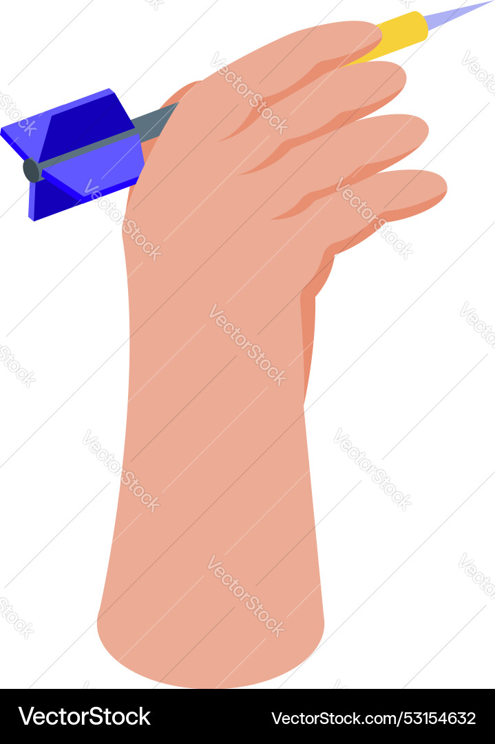 Hand holding dart targeting success in game Hand holding dart targeting success in game Vector Image