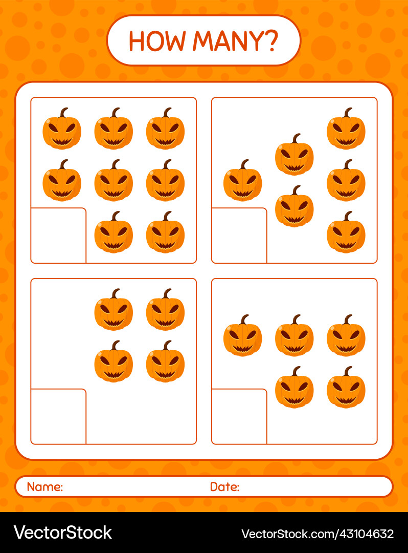 How many counting game with jack o lantern vector image