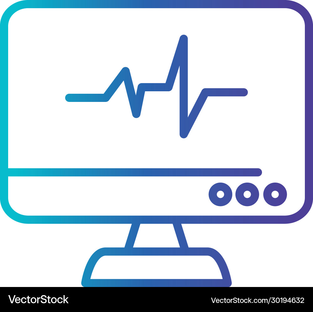 Monitor with rate pulse gradient line style icon vector image