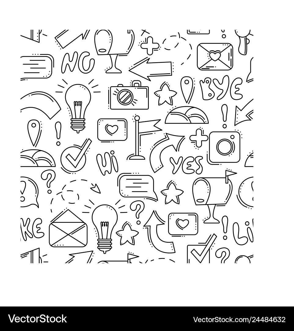 Seamless pattern with line icons social networks Seamless pattern with line icons social networks vector image