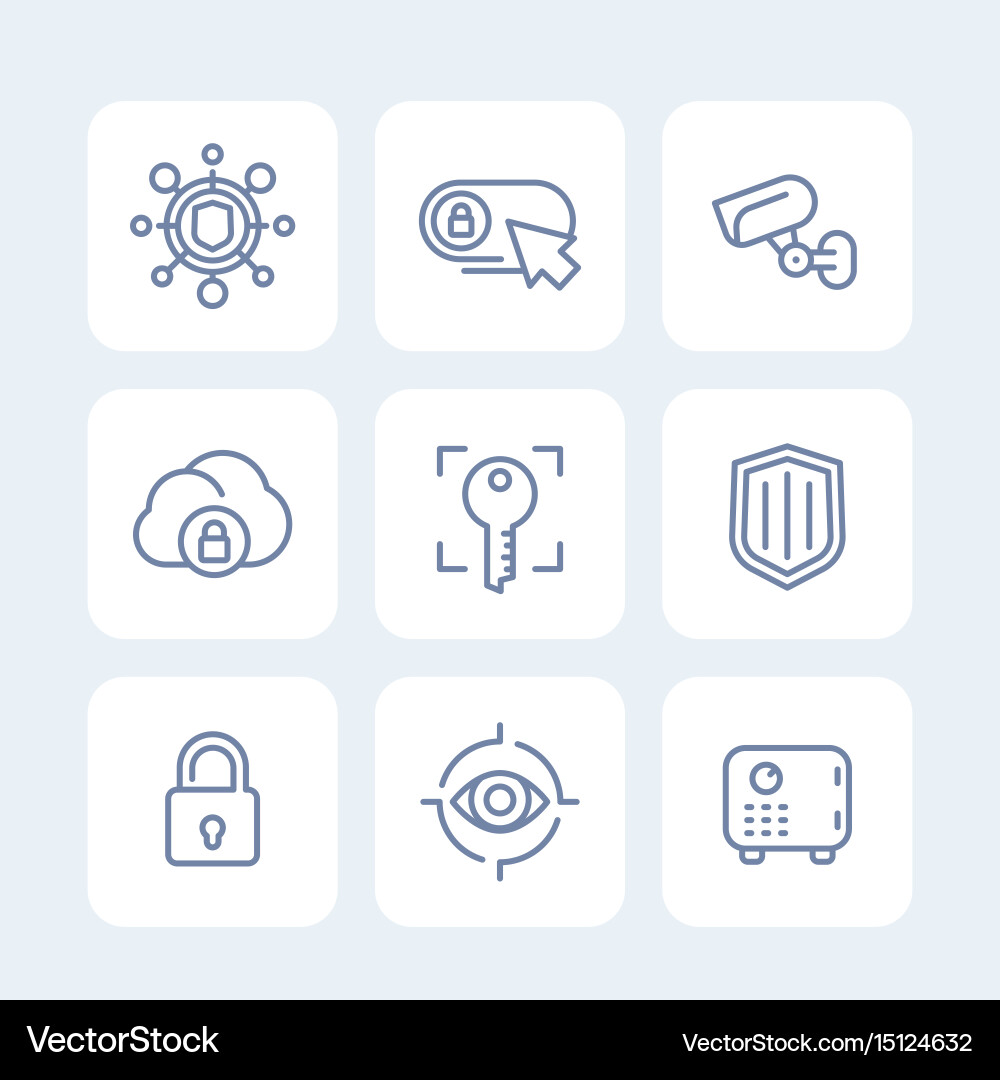 Security icons set secure server lock shield vector image