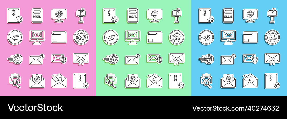 Set line envelope and check mark with star mail Set line envelope and check mark with star mail vector image