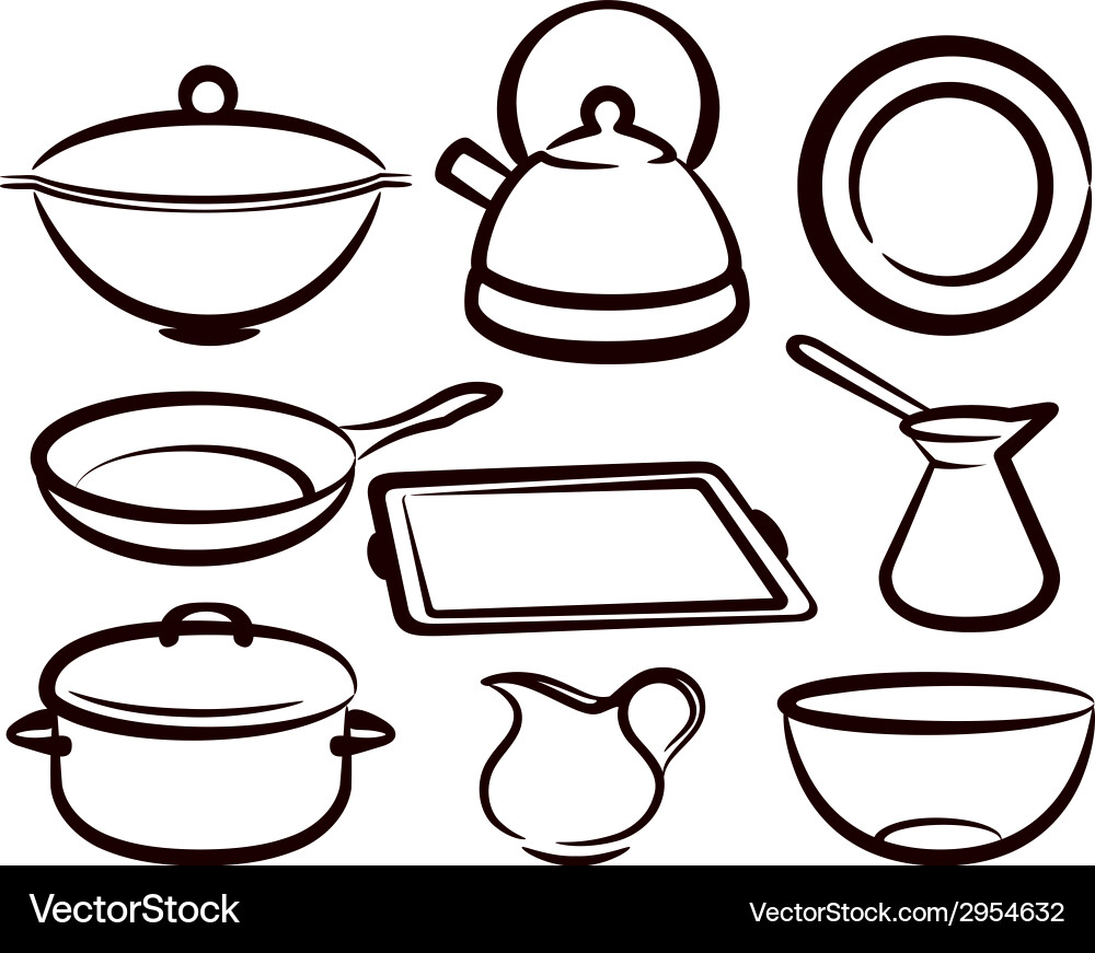 Set of kitchen utensil Royalty Free Vector Image