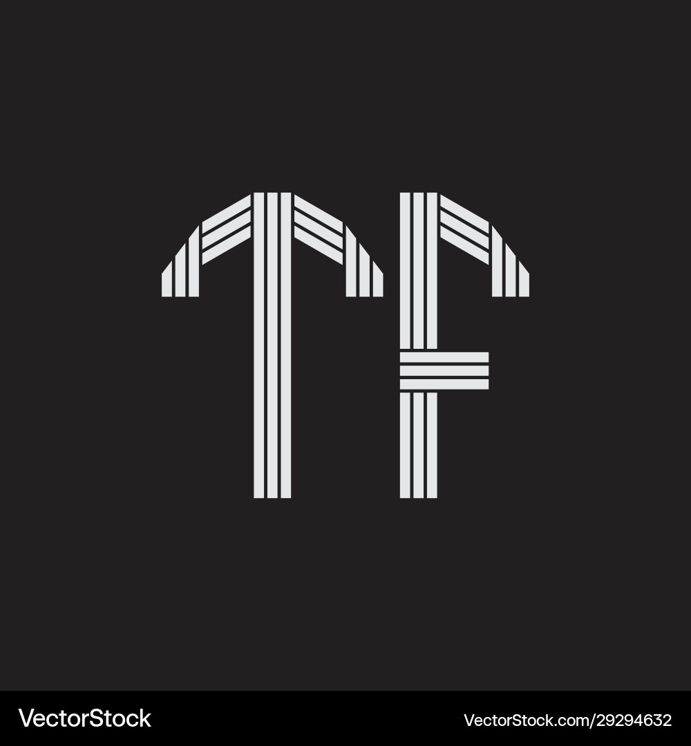 Tf logo monogram with outline style linked Tf logo monogram with outline style linked Vector Image