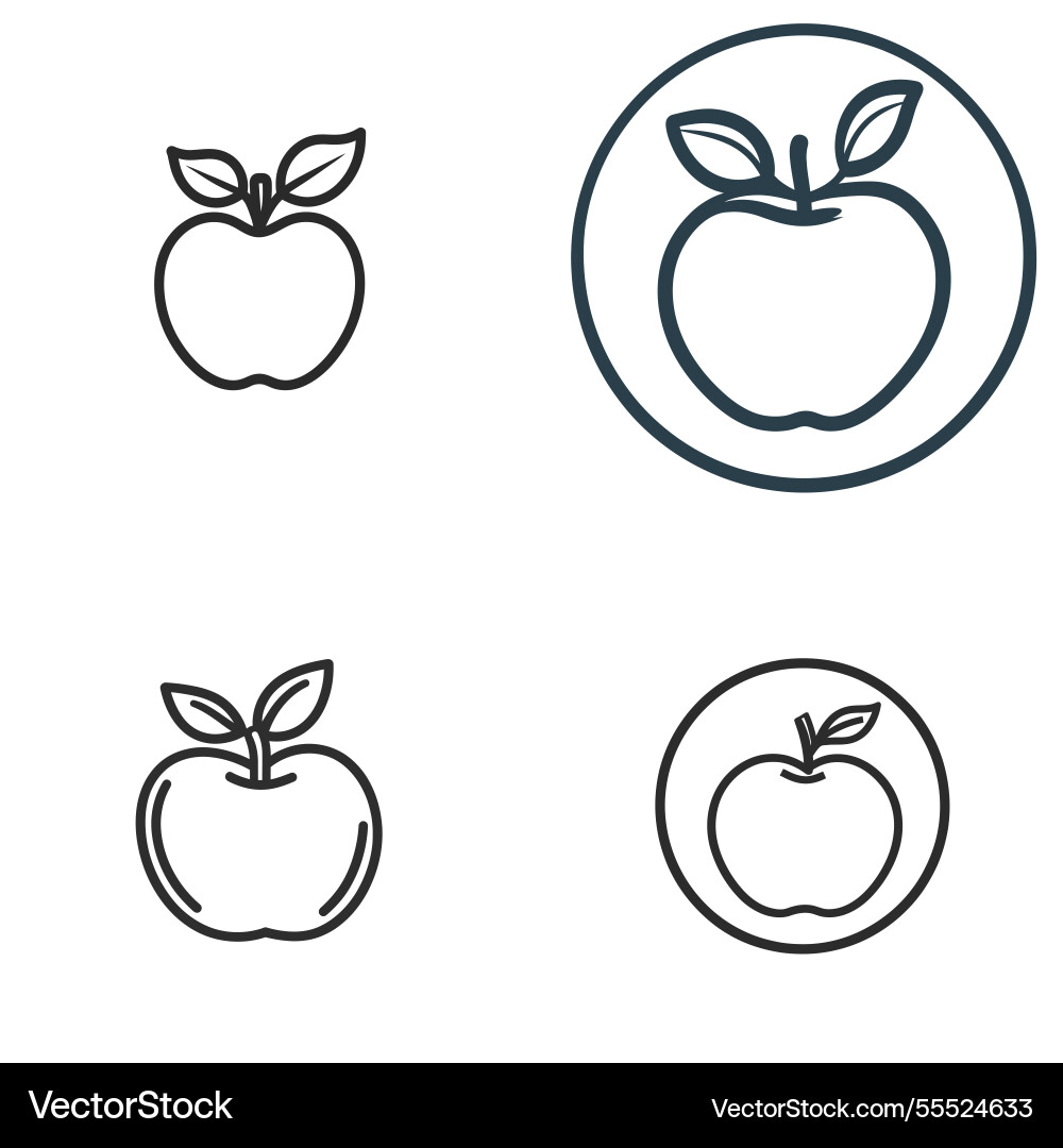 Apple icons set outline of for web Vector Image