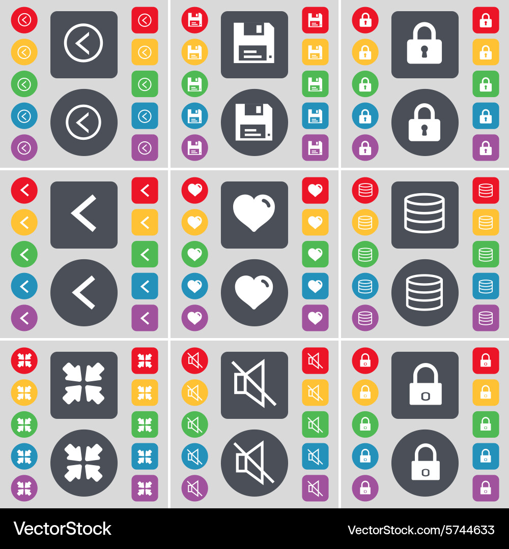 Arrow left floppy lock heart database vector image