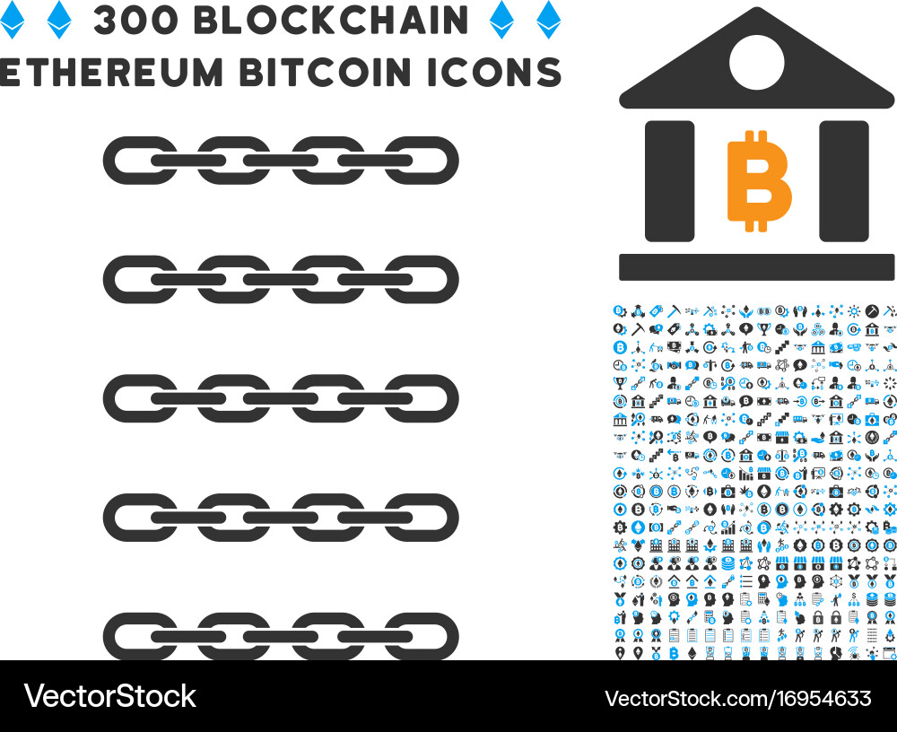 Blockchain list flat icon with collection Vector Image