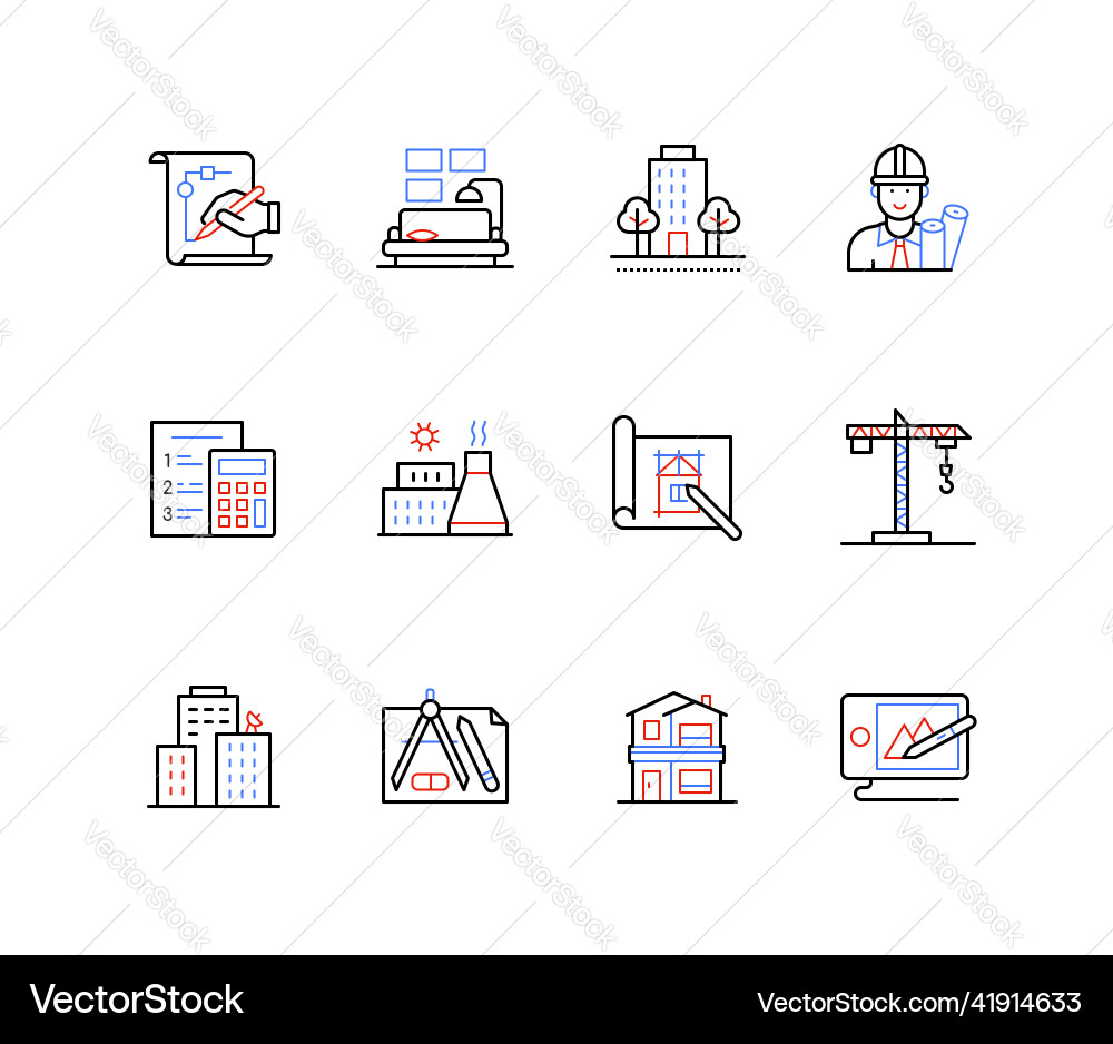 Construction and architecture - line design style Construction and architecture - line design style Vector Image