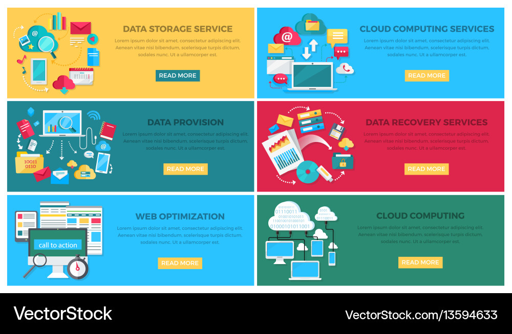 Data storage service and web optimization poster Data storage service and web optimization poster Vector Image