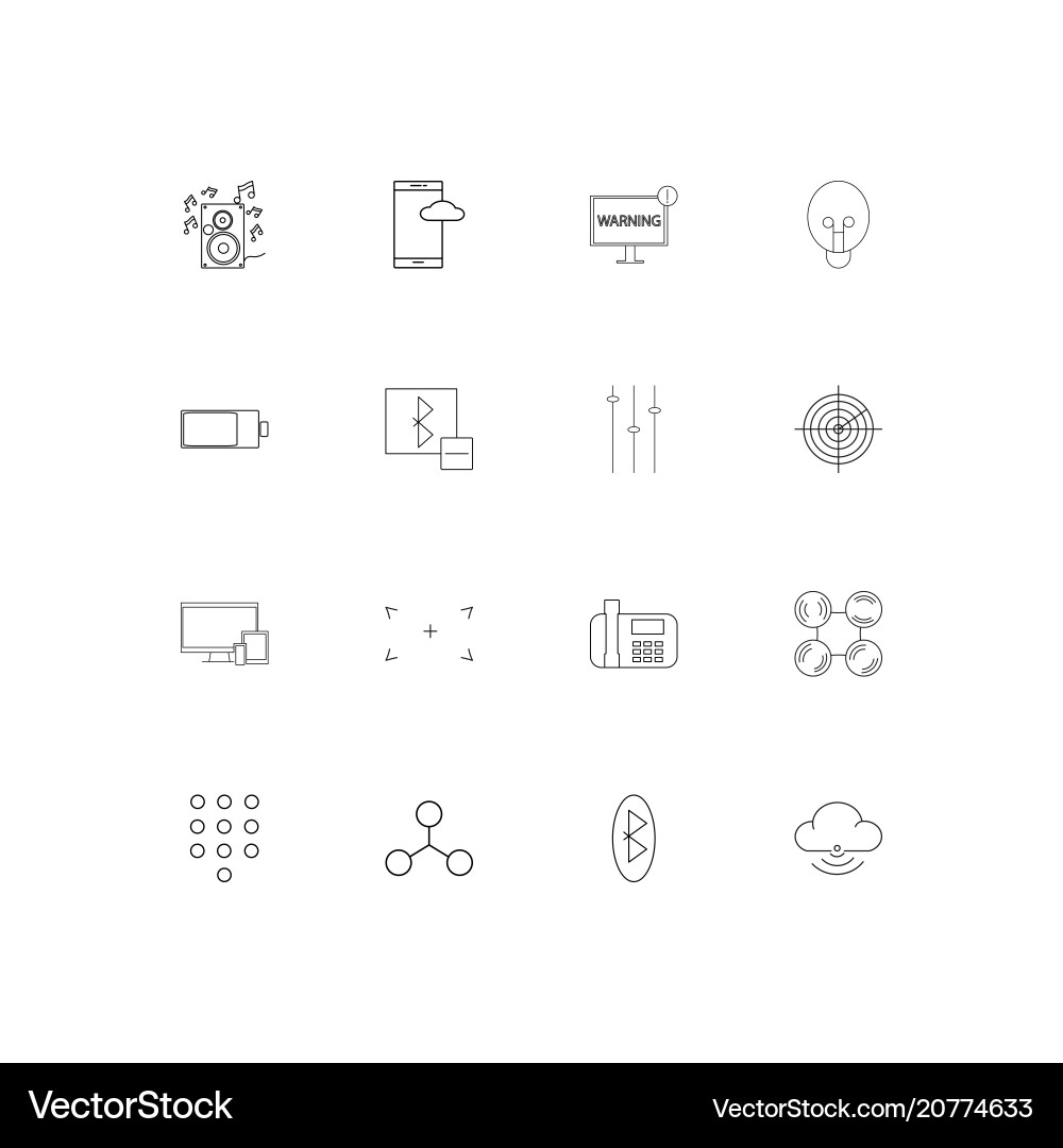 Devices linear thin icons set outlined simple vector image