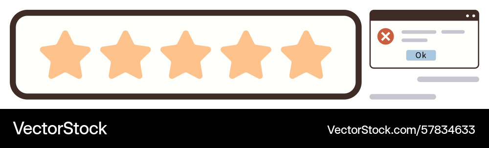 Five-star rating bar with error notification Five-star rating bar with error notification vector image
