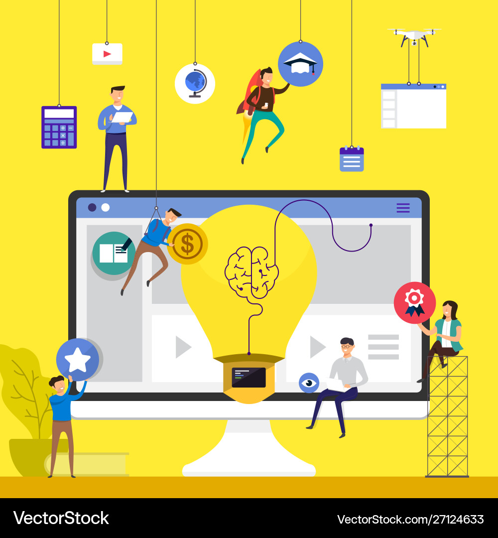 Flat design concept team working for building Flat design concept team working for building vector image