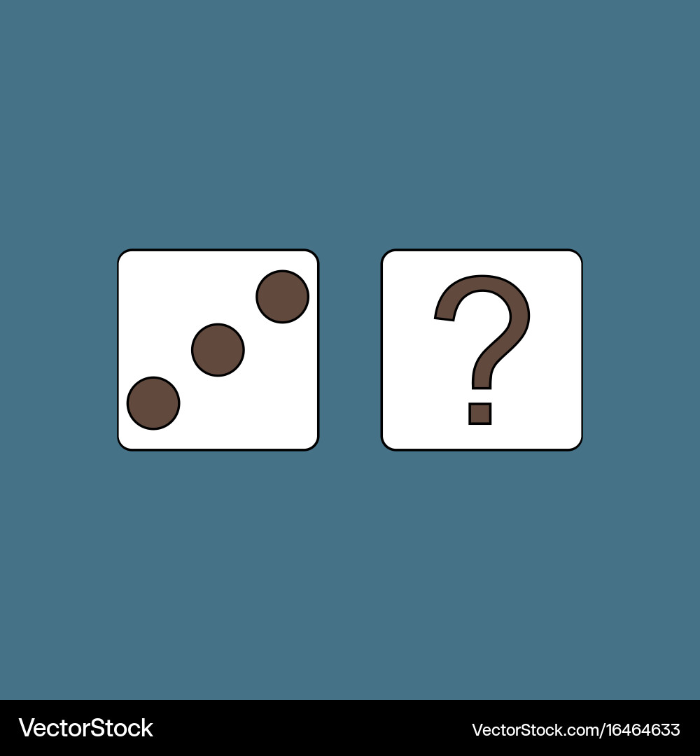 Flat icon design collection dice and question mark vector image