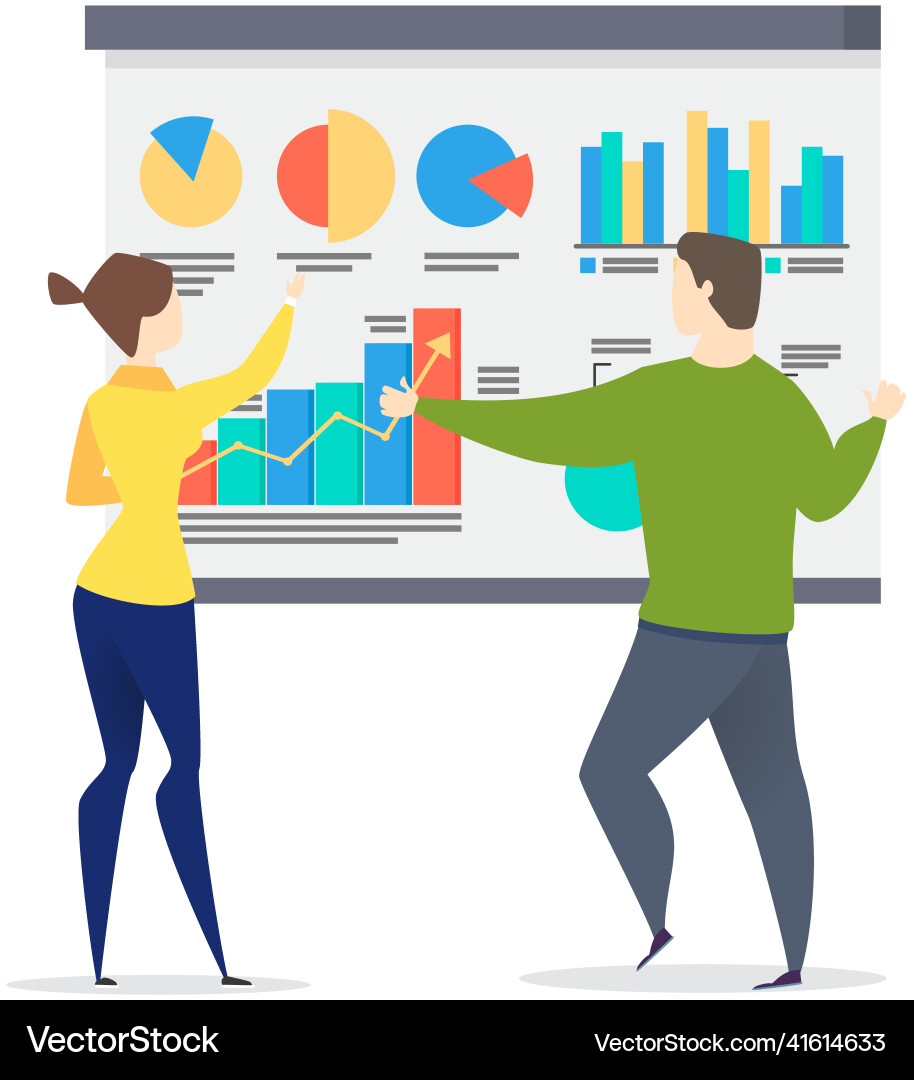 Group of managers working with computers using vector image