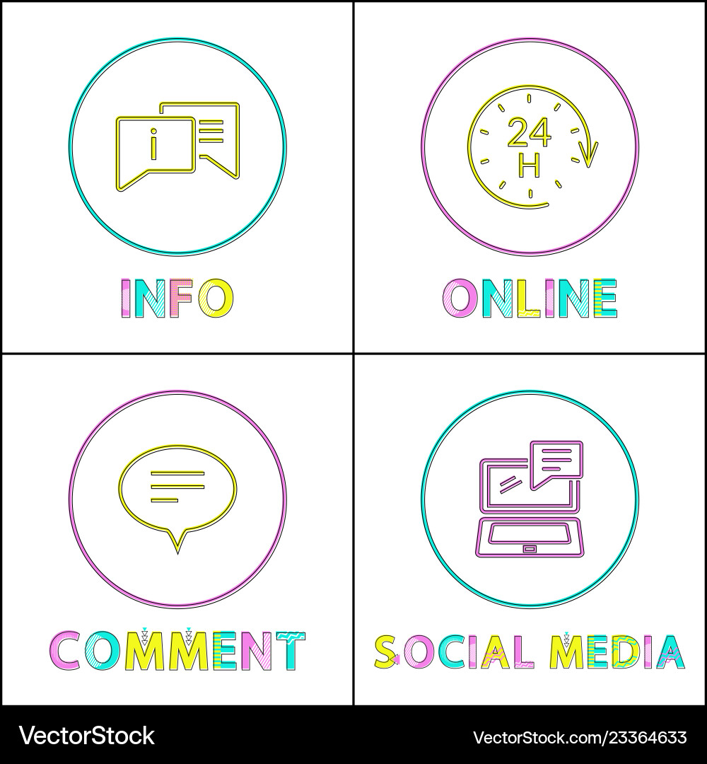 Internet-Funktionen rund farbenfrohe lineare Icons Set Internet-Funktionen rund farbenfrohe lineare Icons Set vektorbild