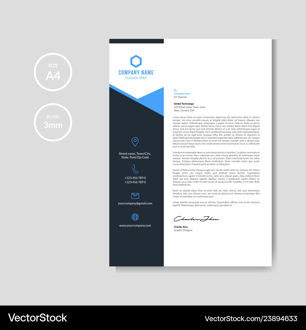 Modern blue letterhead background Vector Image