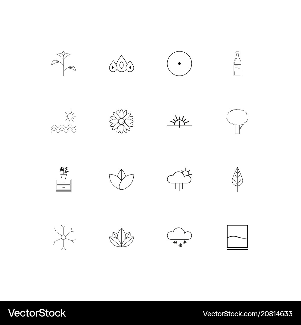 Nature linear thin icons set outlined simple Vector Image