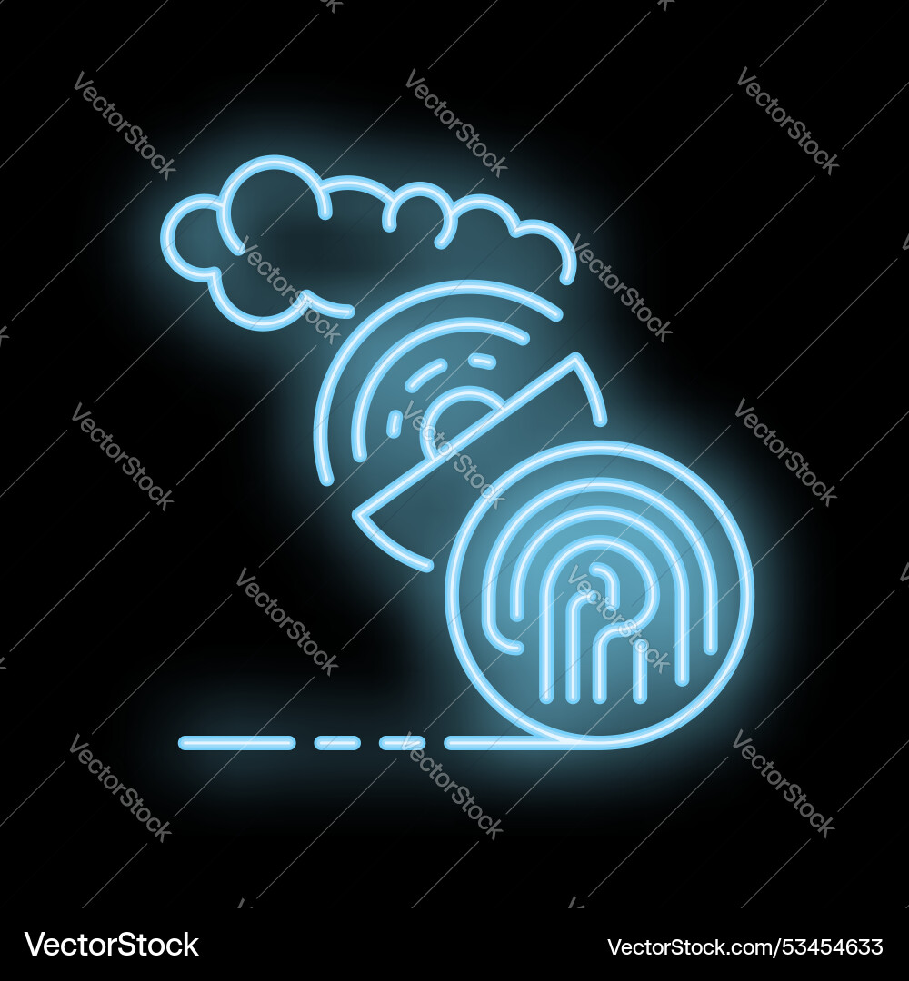Neon icon of cloud computing protecting data Neon icon of cloud computing protecting data vector image