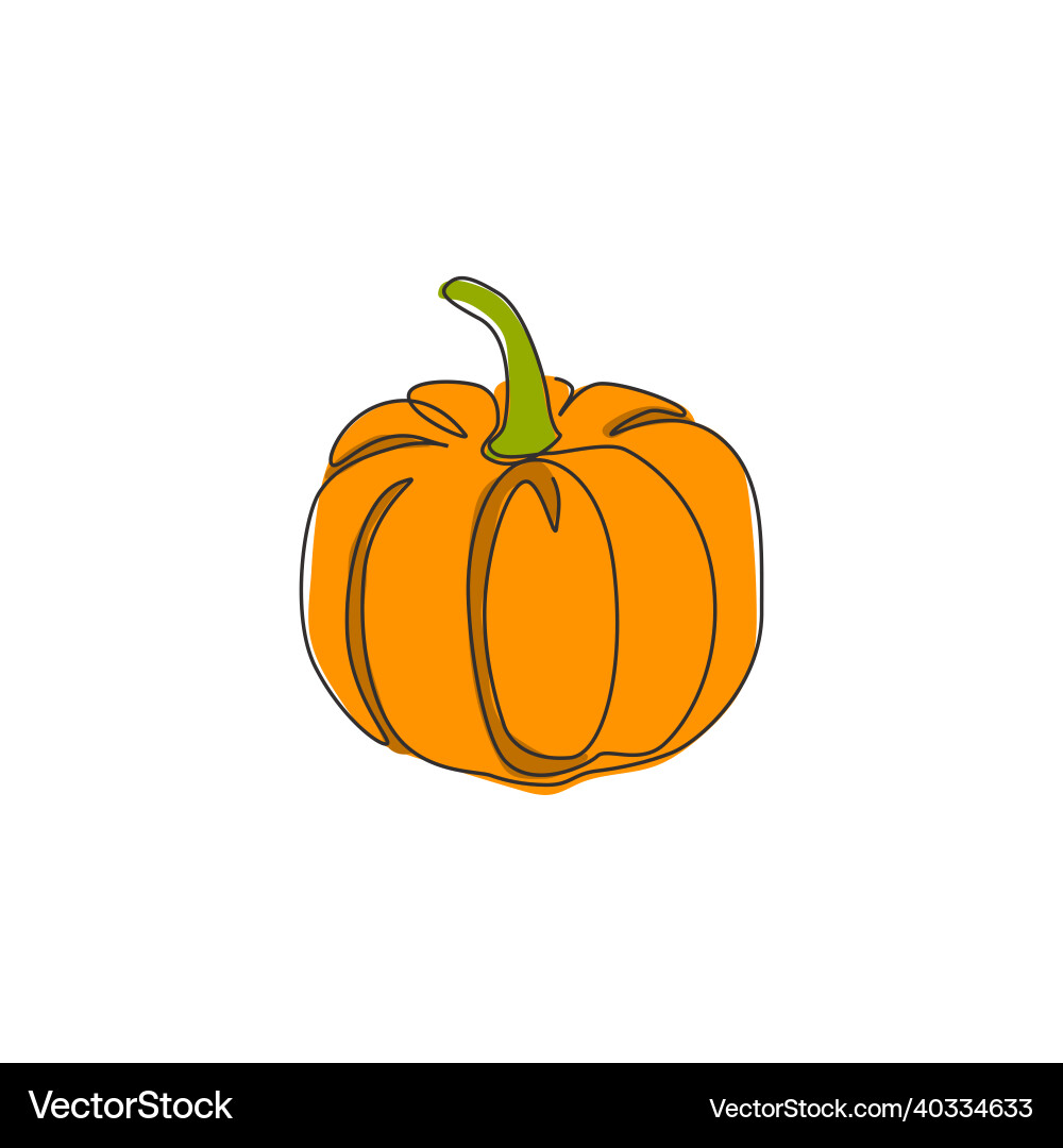 One continuous line drawing of whole round Vector Image