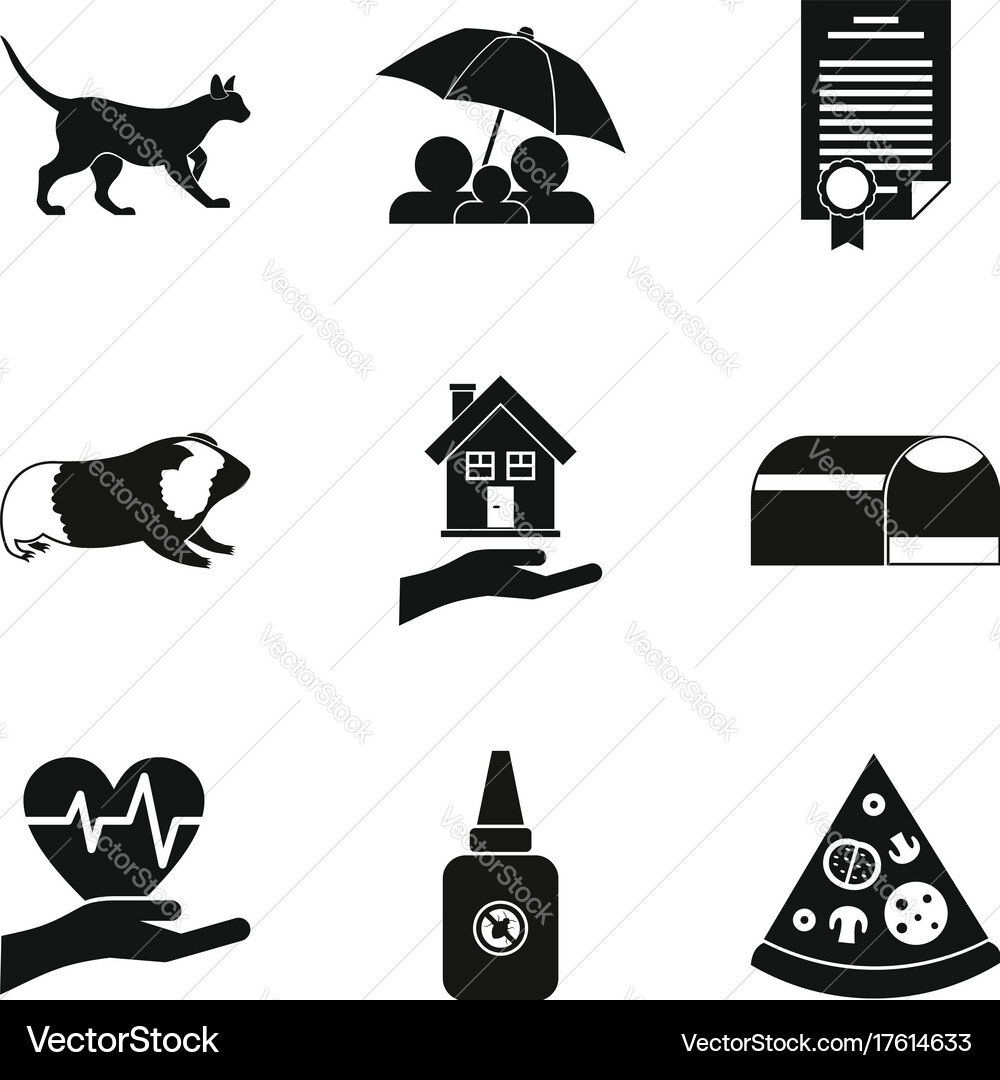 Pet icons set simple style Vector Image