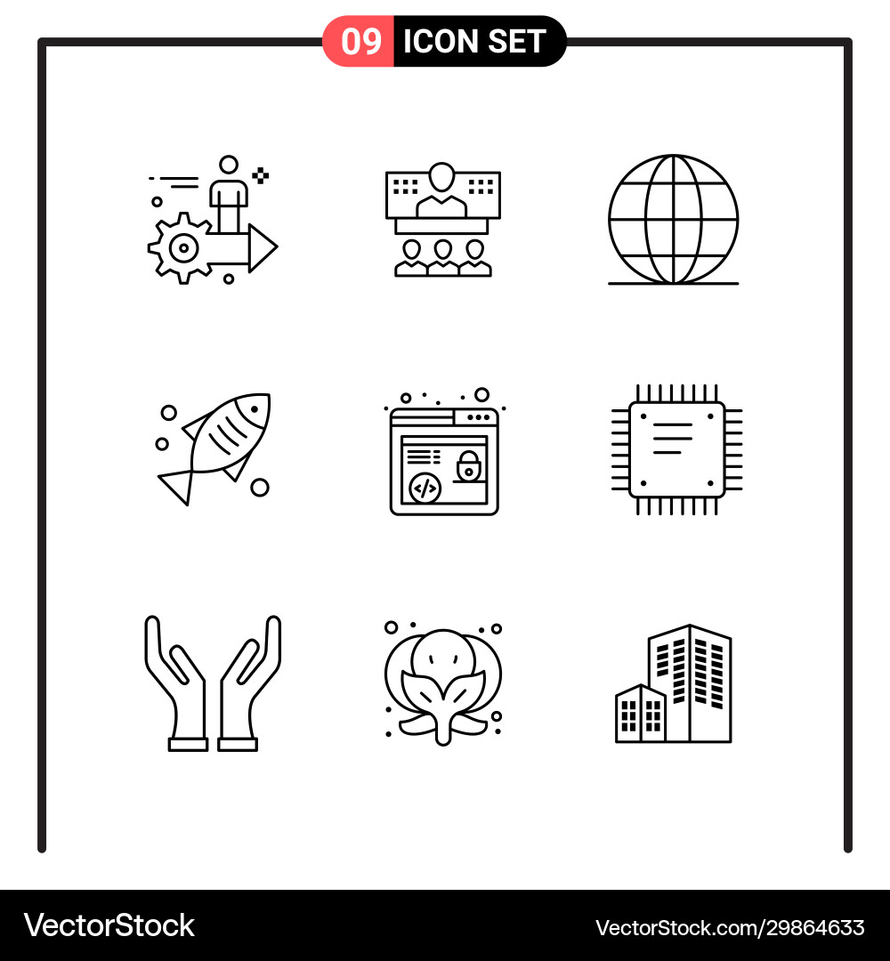 Set 9 line style icons for web and mobile Set 9 line style icons for web and mobile vector image