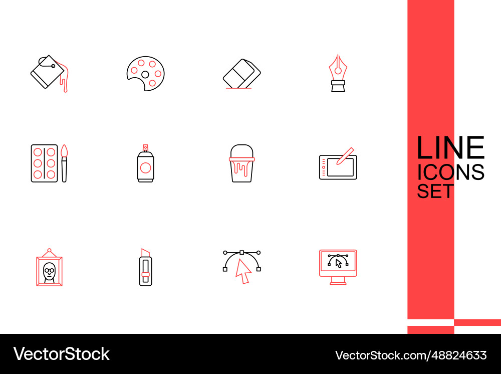 Set line computer with design program bezier Set line computer with design program bezier vector image