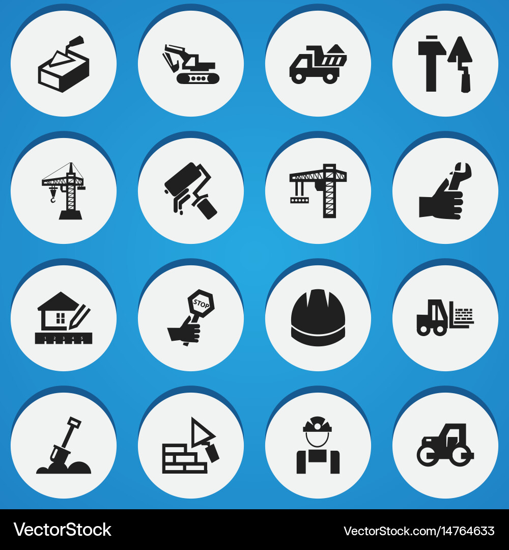 Set of 16 editable structure icons includes vector image