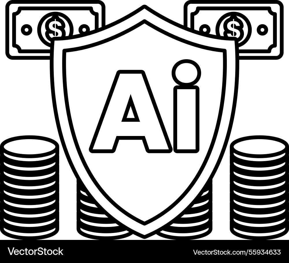 Shield with the letters ai on it and stacks Shield with the letters ai on it and stacks Vector Image