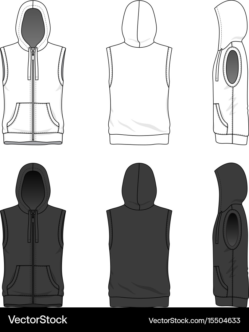 Sleeveless hoody with zipper Royalty Free Vector Image