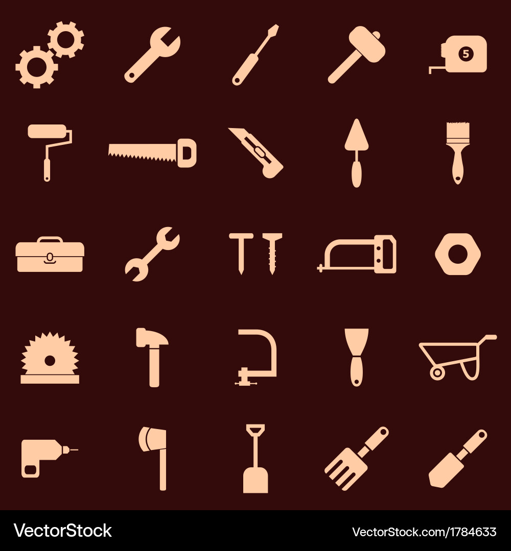 Tool Icon Set - Red Background vector image