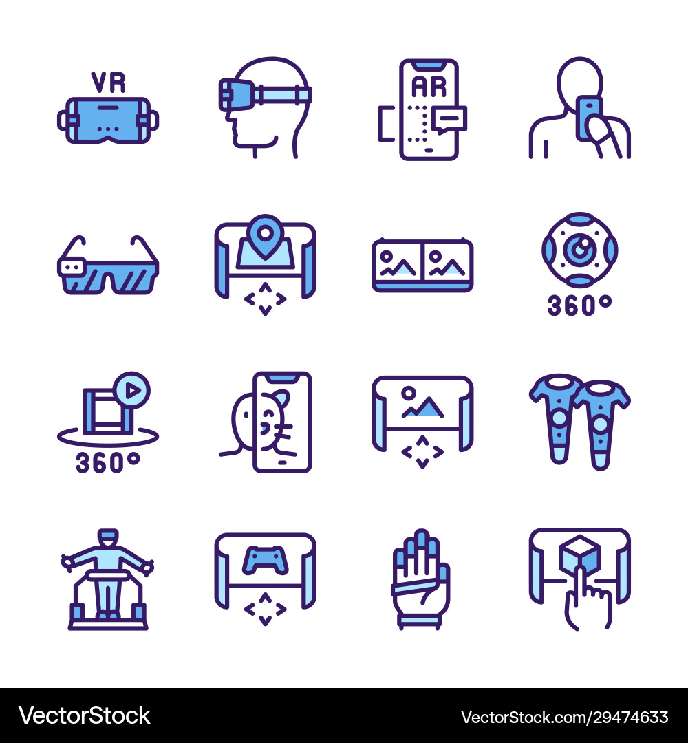 Virtual and augmented reality color linear Virtual and augmented reality color linear vector image