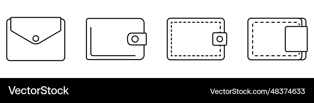 Wallet icon set of black linear icons wallets Wallet icon set of black linear icons wallets vector image