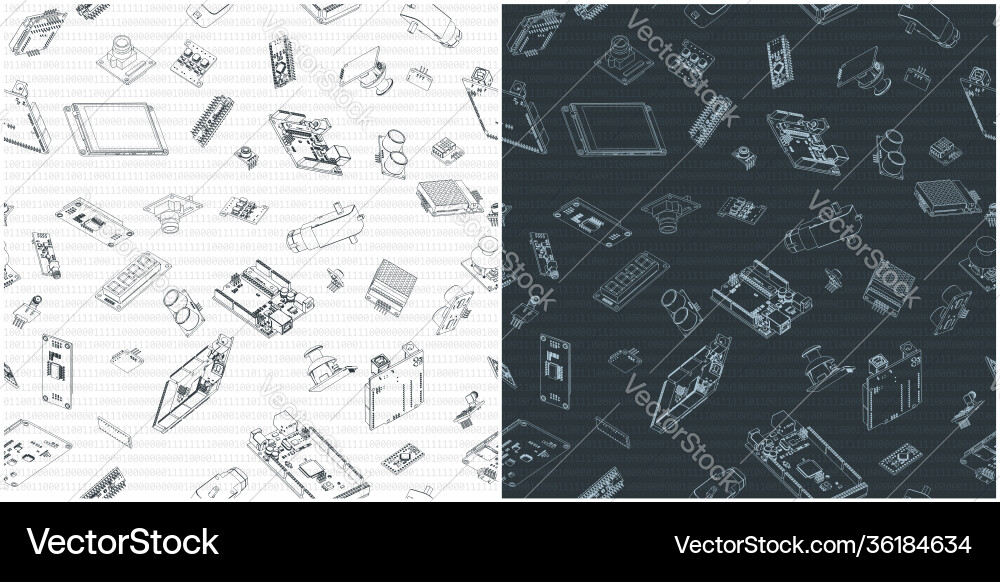 Arduino hardware seamless pattern drawings Arduino hardware seamless pattern drawings vector image